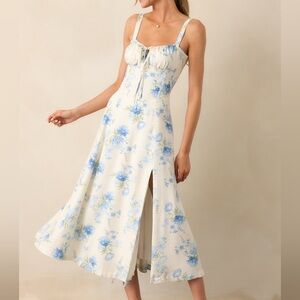 BLUE FLORAL CORSET DRESS